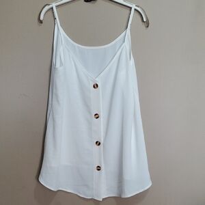 White Button Down Cami Tank Top Size XL